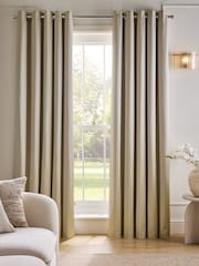 Champagne Gold Faux Silk Blackout/Thermal Eyelet Curtains - Image 3 of 7