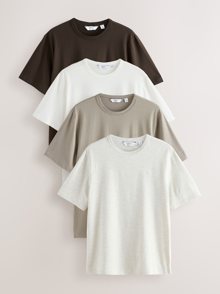 Black/ White/ Ston / Neutral Marl - Trident T-Shirts 4 Pack - صورة 1 من 11