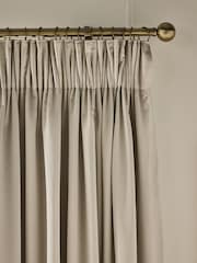 Champagne Gold Faux Silk Blackout/Thermal Pencil Pleat Curtains - Image 1 of 7