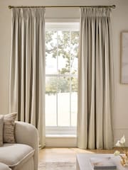 Champagne Gold Faux Silk Blackout/Thermal Pencil Pleat Curtains - Image 3 of 7