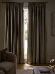Champagne Gold Faux Silk Blackout/Thermal Pencil Pleat Curtains - Image 4 of 7