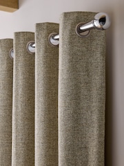 Dark Natural Textured Marl Lined Eyelet Curtains - Image 1 of 5