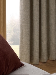 Dark Natural Textured Marl Lined Eyelet Curtains - Image 4 of 5