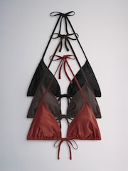 Schwarz, Braun und Rost - The Set – 3er-Pack Bikini-Tops mit Bindung - Bild 2 von 12