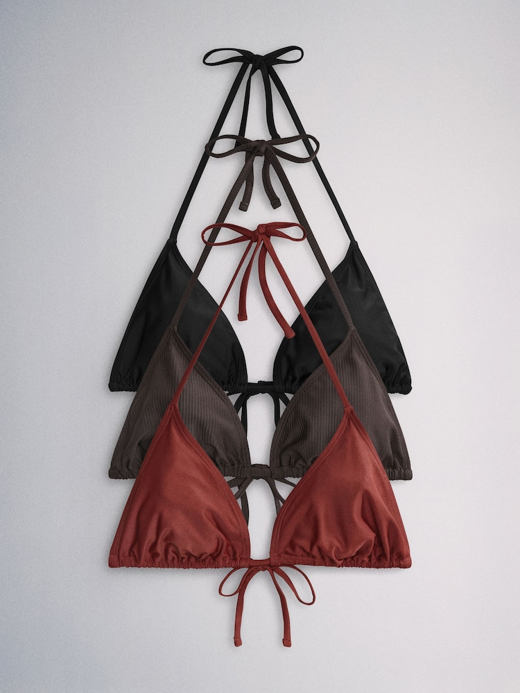 Schwarz, Braun und Rost - The Set – 3er-Pack Bikini-Tops mit Bindung - Bild 2 von 12 Schwarz, Braun und Rost - The Set – 3er-Pack Bikini-Tops mit Bindung - Bild 2 von 12