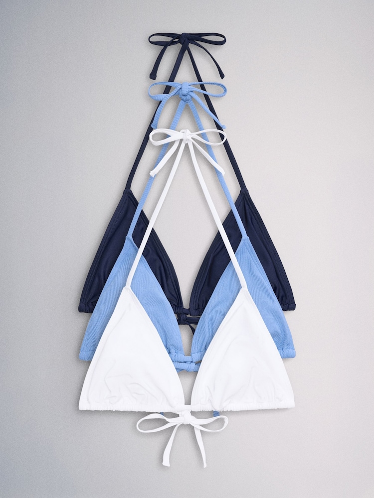 The Set Triangle 3 Pack Bikini Tops White/Blue - Image 2 of 6