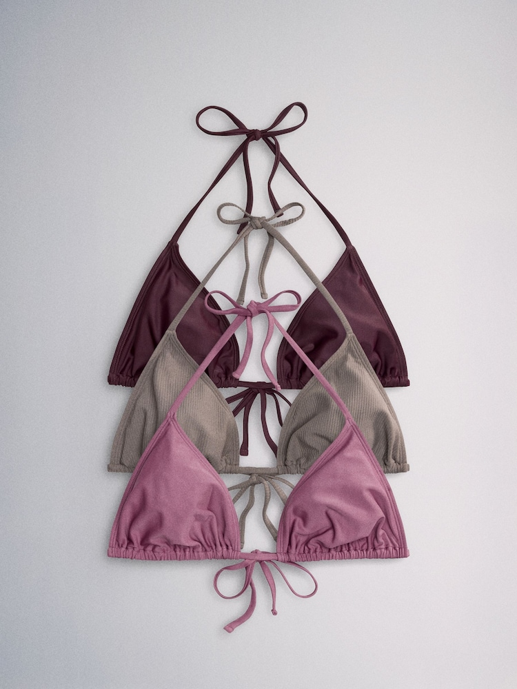 Pink & Grau - The Set 3 Pack Bikini-Tops mit Bindung - Bild 2 von 12