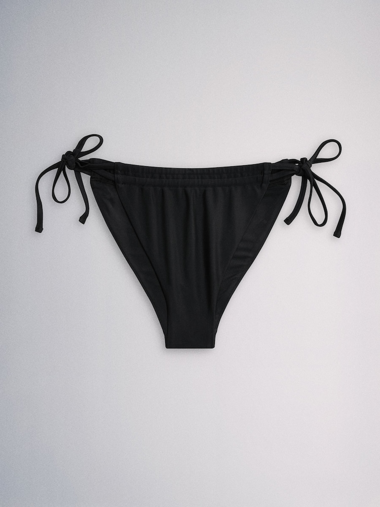 The Set High Leg 3 Pack Tie Bikini Bottoms Black/Brown/Rust - Image 6 of 6