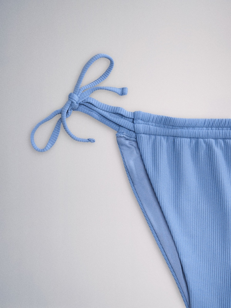 The Set High Leg 3 Pack Tie Bikini Bottoms White/Blue - Image 11 of 11