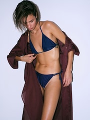 The Set High Leg 3 Pack Tie Bikini Bottoms White/Blue - Image 3 of 11