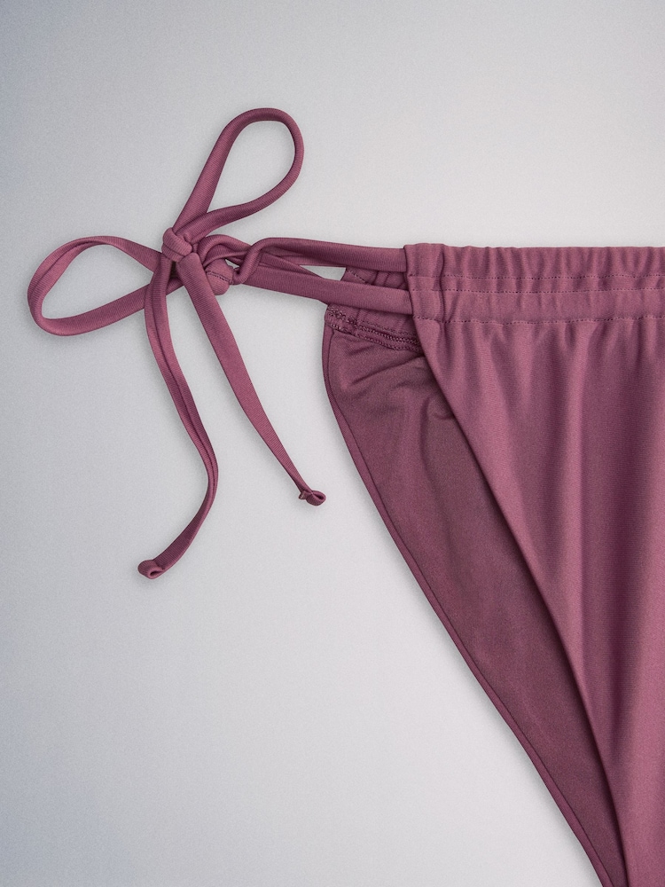 The Set High Leg 3 Pack Tie Bikini Bottoms Brown/Pink/Grey - Image 12 of 12