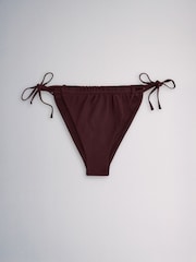 The Set High Leg 3 Pack Tie Bikini Bottoms Brown/Pink/Grey - Image 8 of 12