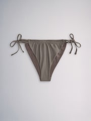 The Set High Leg 3 Pack Tie Bikini Bottoms Brown/Pink/Grey - Image 9 of 12