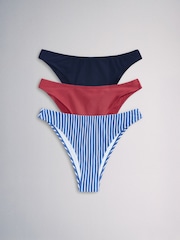 The Set High Leg 3 Pack Bikini Bottoms Red/Navy - Image 2 of 14