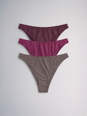 The Set High Leg 3 Pack Bikini Bottoms Plum/Grey - Image 2 of 11