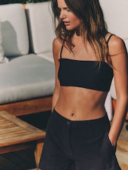 The Set Bandeau 3 Pack Strappy Bandeau Bikini Top Black/Brown - Image 1 of 6