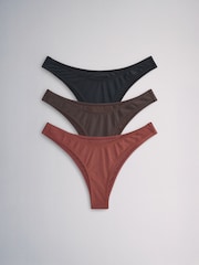 The Set High Leg 3 Pack Bikini Bottom Black/Brown - Image 2 of 6