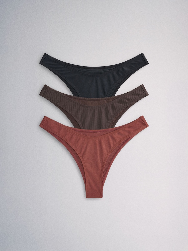 The Set High Leg 3 Pack Bikini Bottom Black/Brown - Image 2 of 6 The Set High Leg 3 Pack Bikini Bottom Black/Brown - Image 2 of 6