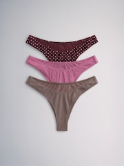 بني/وردي - حزمة من 3 قطع بيكيني سفلية من The Set - Image 2 of 12