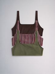 The Set 3 Pack Crop Bikini Tops Brown/Khaki - Image 2 of 13