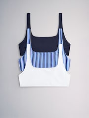 The Set 3 Pack Crop Bikini Tops White/Blue - Image 2 of 6