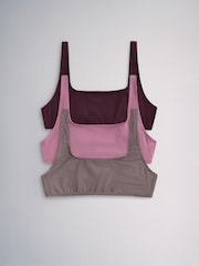 The Set 3 Pack Crop Bikini Tops Pink/Grey - Image 2 of 13