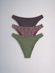 The Set High Leg 3 Pack Bikini Bottoms Brown/Khaki - Image 2 of 12
