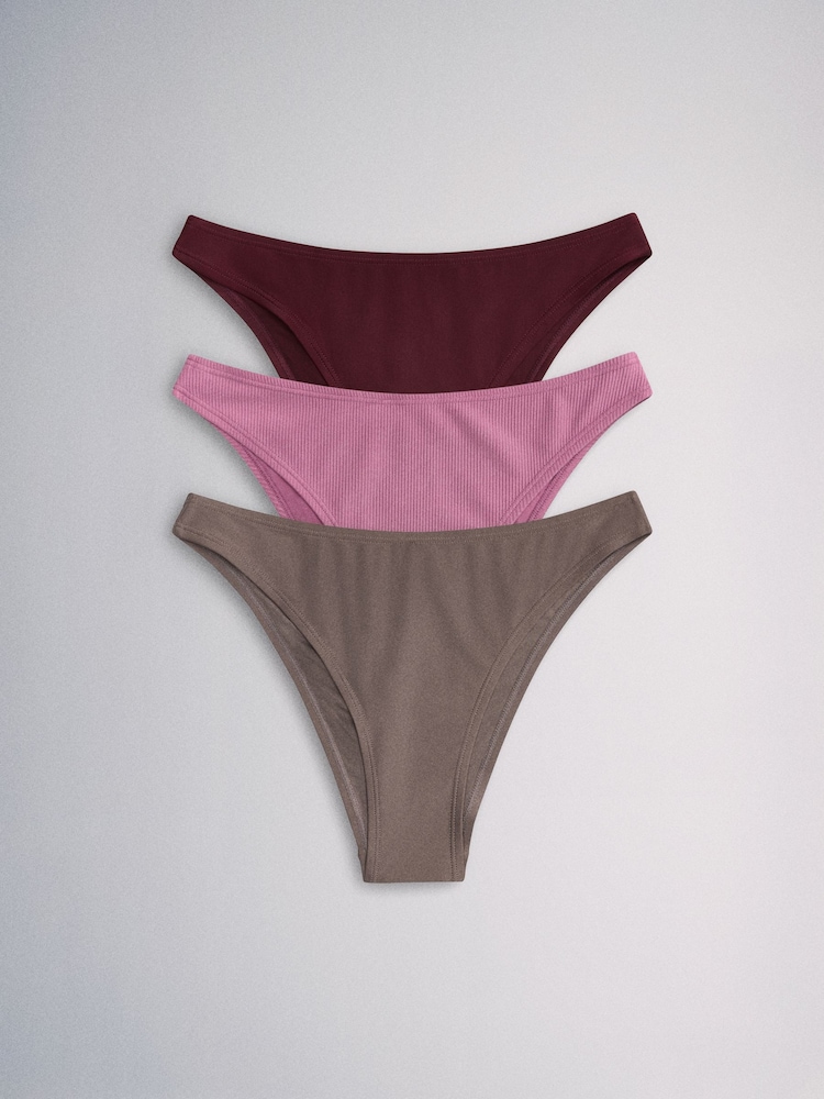 The Set High Leg 3 Pack Bikini Bottoms Pink/Grey - Image 2 of 11 The Set High Leg 3 Pack Bikini Bottoms Pink/Grey - Image 2 of 11