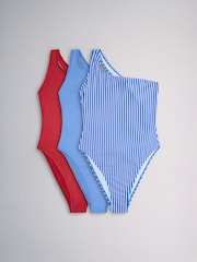 Rouge/Marine - The Set 3 Maillots de bain une épaule - Image 2 de 6