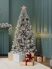 Charles Bentley Green 7ft Pre-Lit Faux Hinged Snowy Christmas Tree - Image 1 of 6
