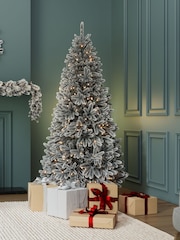 Charles Bentley Green 7ft Pre-Lit Faux Hinged Snowy Christmas Tree - Image 2 of 6