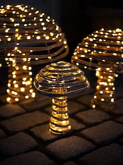 Charles Bentley Set of 3 Brown Rattan Light Up Mushrooms - Image 1 of 6
