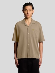 Lyle & Scott Brown Taped Interlock Revere Shirt - Image 1 of 6
