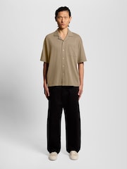 Lyle & Scott Brown Taped Interlock Revere Shirt - Image 2 of 6