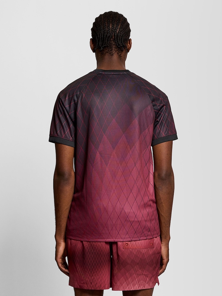 Lyle & Scott Red Geometric Printed Padel T-Shirt - Image 2 of 6