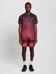 Lyle & Scott Red Geometric Printed Padel T-Shirt - Image 3 of 6