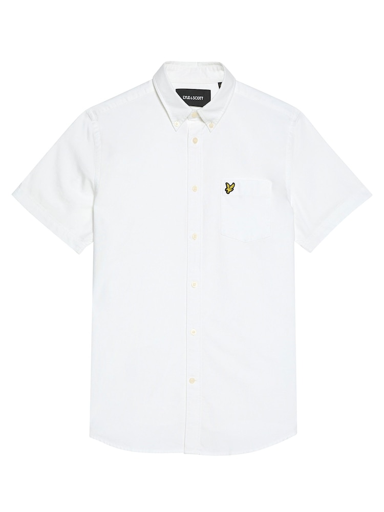 Lyle & Scott White Short Sleeve Oxford Shirt - Image 4 of 4