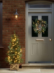Charles Bentley Green 4ft Pre-Lit Faux Christmas Tree in Box Planter - Image 1 of 6