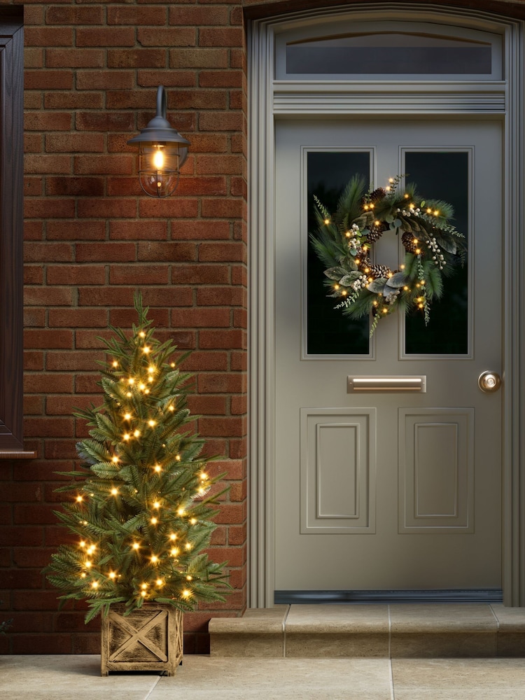 Charles Bentley Green 4ft Pre-Lit Faux Christmas Tree in Box Planter - Image 1 of 6