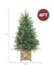 Charles Bentley Green 4ft Pre-Lit Faux Christmas Tree in Box Planter - Image 6 of 6