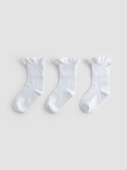 JoJo Maman Bébé White 3-Pack Frilly Socks - Image 2 of 4