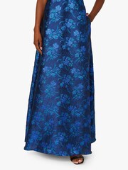Adrianna Papell Blue Floral Jacquard Gown - Image 5 of 6