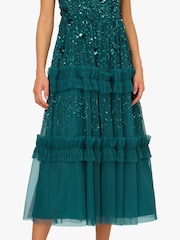 Adrianna Papell Beaded Mesh Ruffle Dress - Imagen 4 de 6