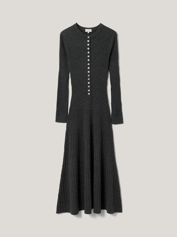 Jigsaw Black Multi Button Rib Knit Dress - Image 6 of 6