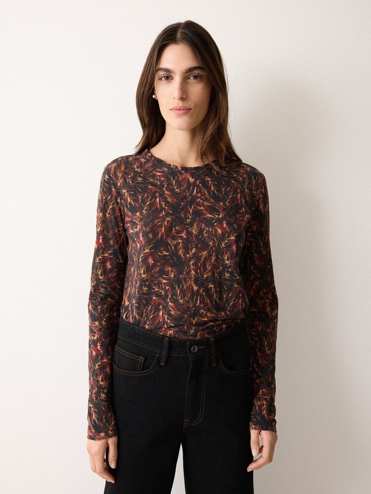 Jigsaw Brown Wild Feather Long Sleeve T-Shirt - Image 1 of 5