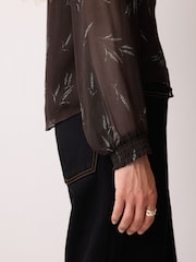 Jigsaw Brown Wheat Flower Cowl Neck Top - Image 4 of 6