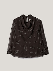 Jigsaw Brown Wheat Flower Cowl Neck Top - Image 6 of 6