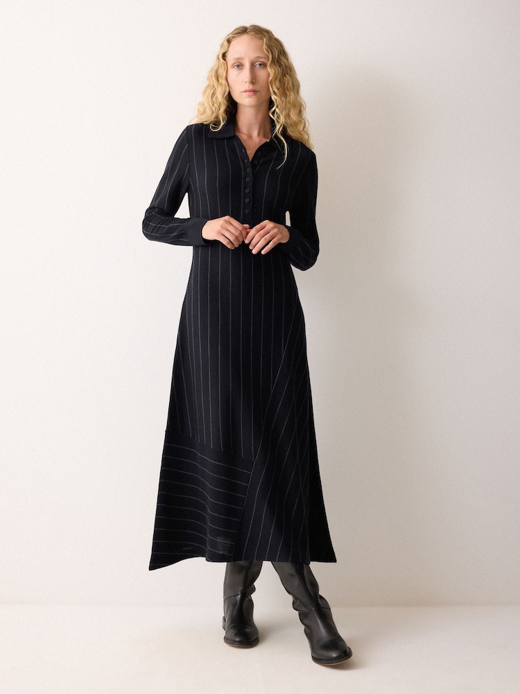 Jigsaw Blue Pinstripe Merino Knit Dress - Image 1 of 7 Jigsaw Blue Pinstripe Merino Knit Dress - Image 1 of 7