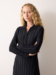 Jigsaw Blue Pinstripe Merino Knit Dress - Image 4 of 7