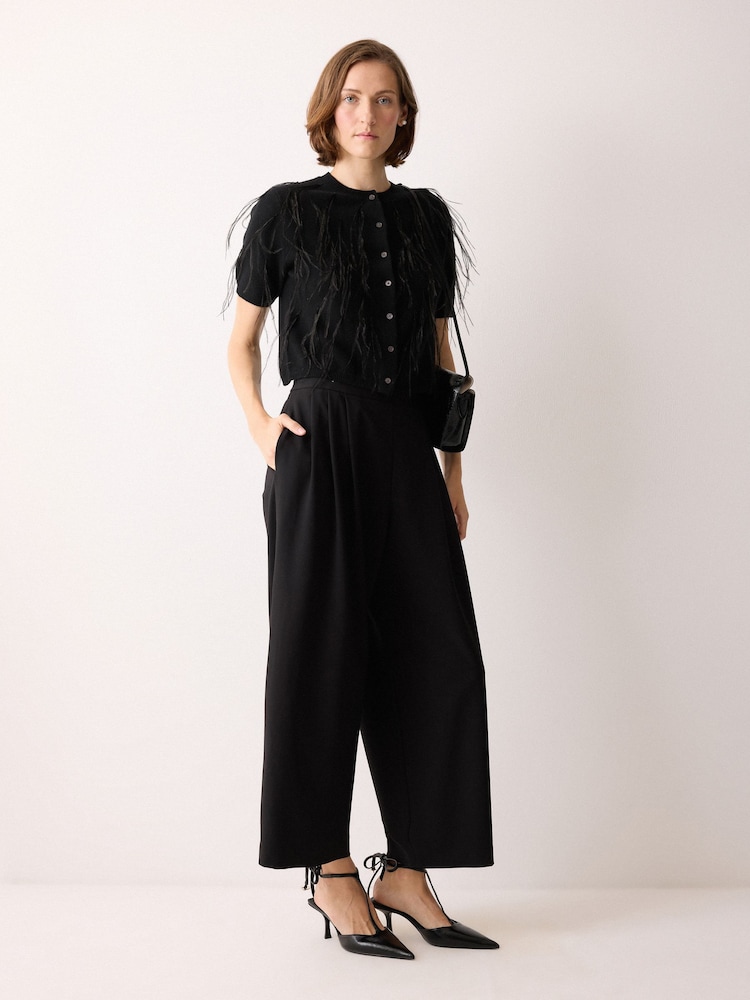 Jigsaw Black Feather Embellished Cardigan - Image 2 of 5 Jigsaw Black Feather Embellished Cardigan - Image 2 of 5